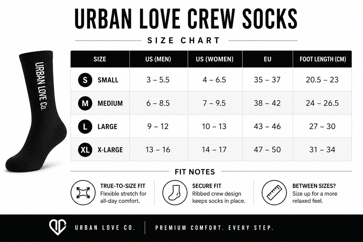 Black “UrbanLoveCo” Socks